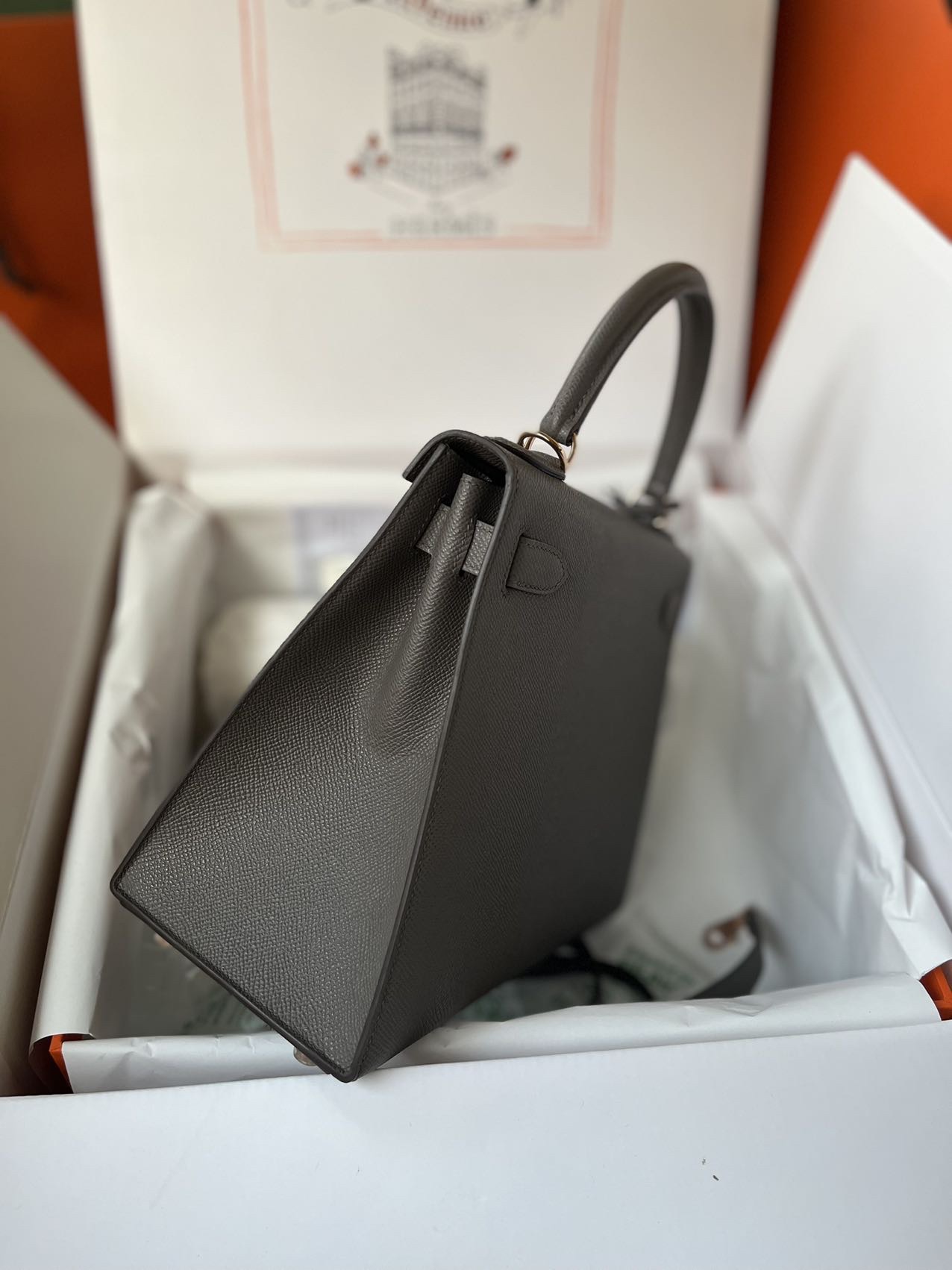 에르메스 켈리백 25 그레이 금장